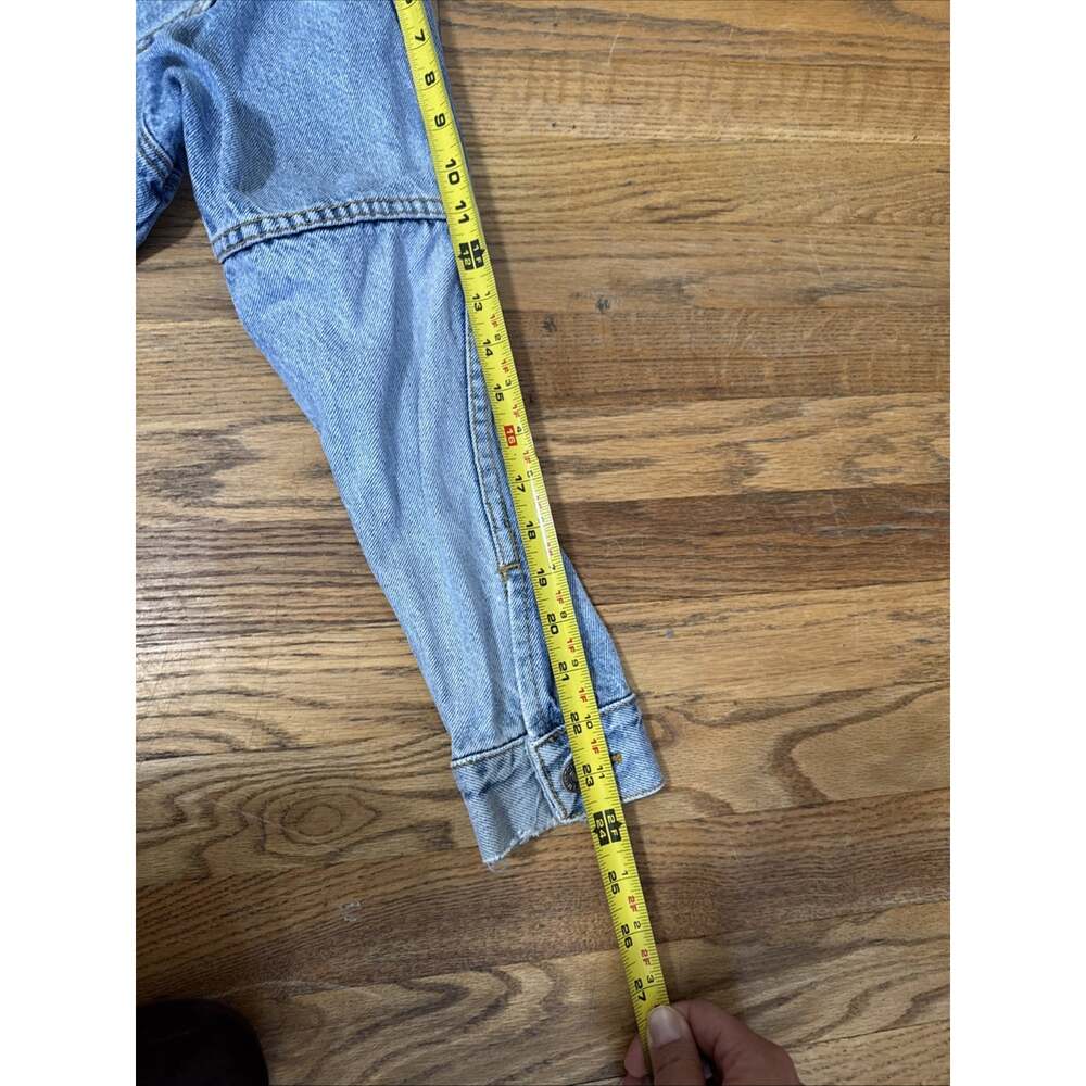 VTG 90s Tommy Hilfiger Denim Trucker Jacket Light Wash Distressed Grunge Y2K L - Picture 9 of 9